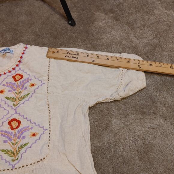 Magic Size Small S Linen Cotton Embroidered Dress Floral Flower Boho Indie Short - Picture 6 of 11